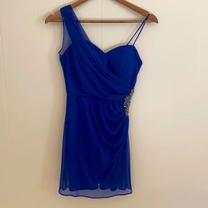 Cache Royal Blue One-Shoulder Mini Dress